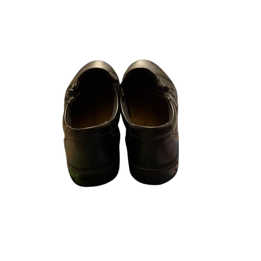 Clarks Womens Black Leather Cora Giny Loafers Slip on Shoes Zipper size 8 - Picture 2 of 7